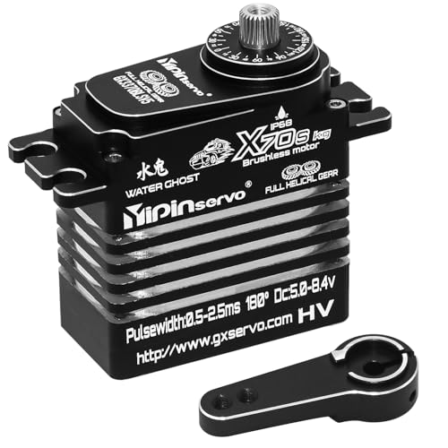 GOUPRC 70kg High Torque 8.4V Metal Oblique Gear High Speed Servo IP68 Waterproof Upgraded All Aluminum Case for 1/8 1/10 1/12 RC Car Crawler Boat Robot (X70S 70kgServo)