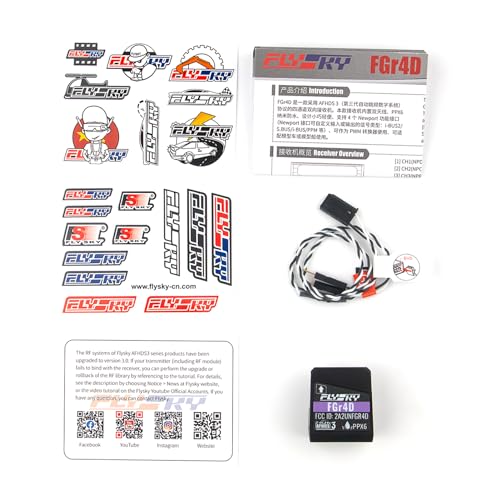 Goolsky Flysky FGr4D Receiver, 2.4GHz 4CH Waterproof Receiver Built-in Dual Antenna Compatible with Flysky All AFHDS 3 RC Transmitter Noble NB4 PL18 EL18 for RC Car Boat