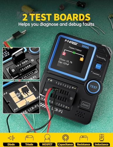 FNIRSI LCR-P1 Transistor Tester, LCR Meter, Capacitor Tester, Auto Test | MOSFET/PNP/NPN, Diode/Zener, R/L/C & ESR Meter, SMD Adapter, NEC IR Remote Decode, Battery Test, USB-C Rechargeable