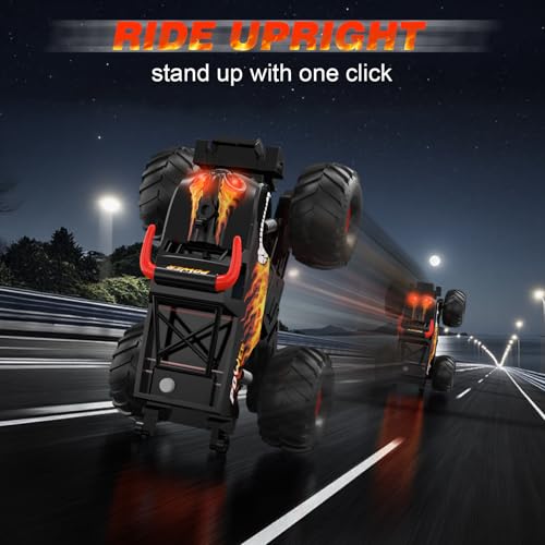 Amphibious Remote Control Car 4WD | Waterproof RC Cars with Dual Spray Mist & Led Lights,1:16 RC Monster Truck for All Terrain Off-Road Pickup Toys Gifts for Boys/Girls Age 8-12+ - color: Black