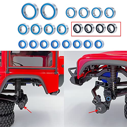 22Pcs Metal Wheel Hubs Axle Blue Sealed Bearing Kit | For 1/18 TRX-4M Bronco, RC Crawler Car