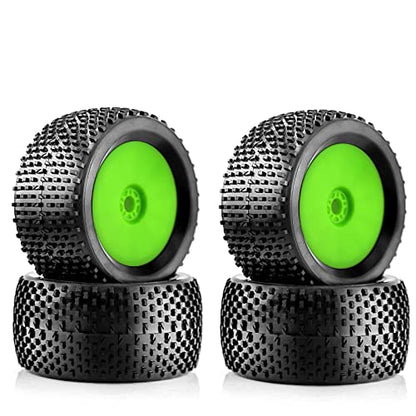 1/8 RC Off Road Racing Truck Tires And Wheels 17mm Hex Rubber Buggy Tyres OD 140mm For 1:8 Scale Monster Truck Car Arrma Typhon 6S Talion 4WD HPI HSP BAZOOKA CAMPER Kyosho TRAXXAS 4PCS (Green) - color: Green