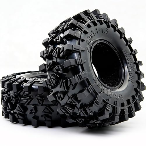 HOBBYSOUL 1.3" RC Crawler Tires - 72mm Griptrek 4-Pack Fits TRX4M SCX24 | Super soft sticky mud tires with foam inserts, upgrade for 1/18 TRX4M High Trail & 1/24 micro off-road RC crawlers