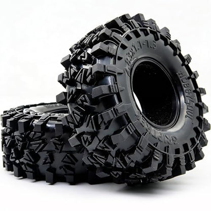 HOBBYSOUL 1.3" RC Crawler Tires - 72mm Griptrek 4-Pack Fits TRX4M SCX24 | Super soft sticky mud tires with foam inserts, upgrade for 1/18 TRX4M High Trail & 1/24 micro off-road RC crawlers