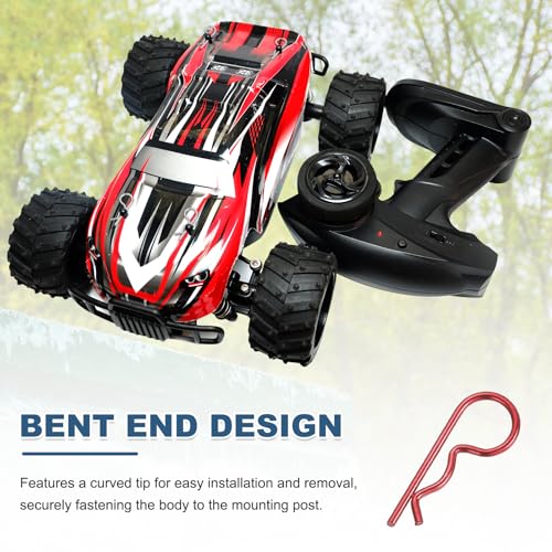 MECCANIXITY 25 Pcs RC Body Clips, 1.2mm Stainless Steel Universal RC Car Clips R Pins for 1/6 1/8 1/10 Scale Model Remote Control Car Truck Crawler Shell Replacement Parts (Red) - color: Red, size: 1.2mm