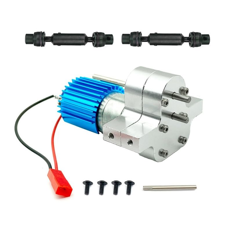 Metal 370 Motor Gearbox Gear Box with Drive Shaft for WPL C14 C24 B24 B36 MN D90 D99 MN99S RC Car Upgrades Parts Accessories(Silver) - color: Silver