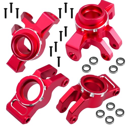 Aluminum Alloy Front Steering Block Knuckles,Rear C-Hubs Upgrade Parts for Arrma 1/14 Typhon Grom 1/18 Granite Grom (Red) - color: Red