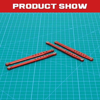 RCAWD Lower Suspension Links Set 4pcs for RedCat 1/10 Everest Gen7 Pro/Sport RC Crawler Links Rod Aluminum Linkage Rod Arm Set Upgrade Part Red - color: Red