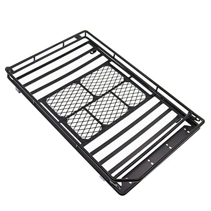 Metal Luggage Carrier Roof Rack with LED Light Bar Compatible with Axial SCX10 Traxxas TRX-4 RC4WD CC01 D90 1/10 RC Crawler Car（245mm X 150mm）