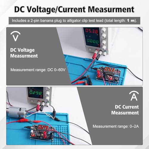 DIY Digital Voltmeter & Ammeter Soldering Practice Kit | DC Voltage Current Meter with LED Display, Test Leads, Dual Power Electronics Kit STEM Learning Project for Teens Adults