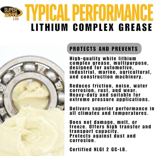 Lithium Complex Grease | Lubricant | Superkote 2000 Multipurpose | NLGI 2 | EP | High Temp | Automotive | Construction | Industry | Gear | Wheel Bearing | Axle | Bike | White | 114 gr Squeeze Tube