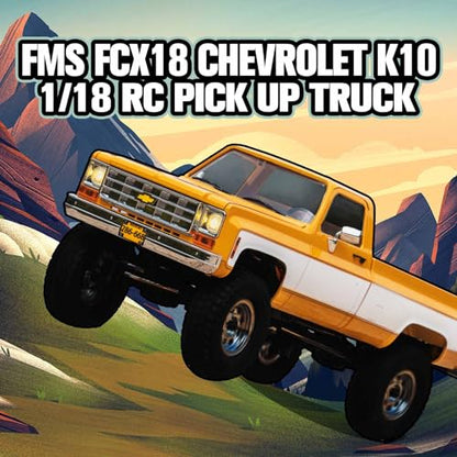FCX18 FMS 1/18 Chevrolet K10 RC Truck, Officially Licensed 4WD RC Crawler 2 Speeds Switch with LED Lights, Off-Road RC Model for Adults (Red) - color: Red