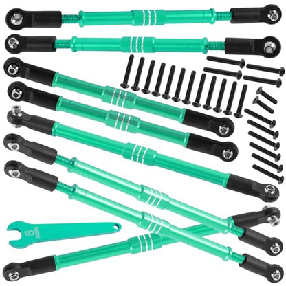 Aluminum Turnbuckles Camber Links Upgrades Part for 1/10 E-Revo 2.0 Revo Summit,8Pcs RC Alloy Adjustable Turnbuckles Hop-Up,Replace Part#5319X 5338R,Green - color: Green - (8 Links)