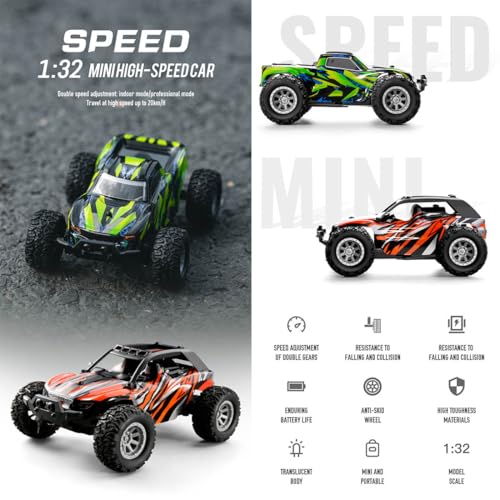 Mini RC Car for Adults, 4WD Off Road Remote Control Truck High Speed 20KMH Rechargeable Battery RTR Gift for Teen Birthday Christmas - color: Green 1