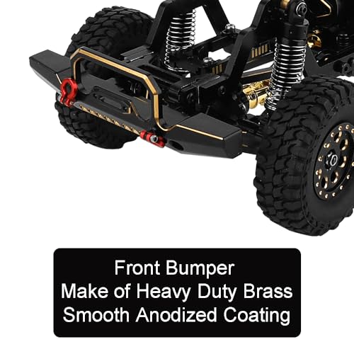 Heavy Duty Brass Black Coating Front Rear Bumper with Bumper Mount for 1/18 RC Crawler Car TRX4-M Defender Metal Upgrade Parts (Front Bumper)