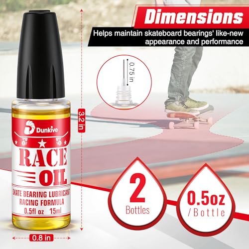 Skateboard Bearing Lube, Super Smooth Longboard Bearing Oil for Skateboards, Longboards, Scooters and Roller Skates (2 Pack)