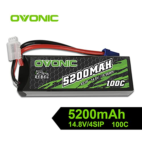 OVONIC 100C 4S 5200mAh 14.8V Lipo Battery with EC5 Connector 2pcs