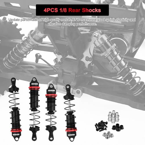 RC Car Shock Absorbers, 130mm Rear Shocks 110mm Front Shocks Set | Adjustable Shocks Compatible with 1/8 Arrma Typhoon 6S Redcat FS/ZD Racing Buggy Truggy Replacement Parts (Black) - color: Black (2F+2R)