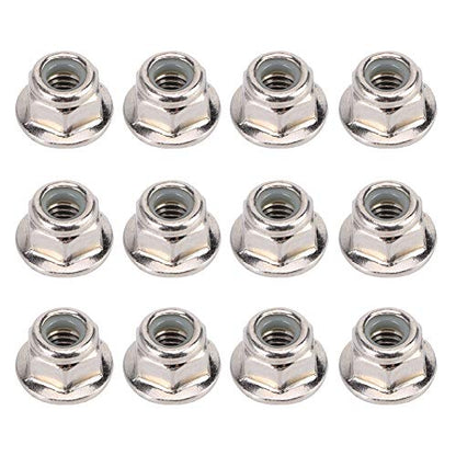 12Pcs RC Lock Nuts, 4mm RC Wheel Nuts, Metal Nonslip Wheel Lock Nut with 0.35in Bottom Diameter Replacement for TRX6 SCX10 1/10 Remote Control Model Cars, Sliver