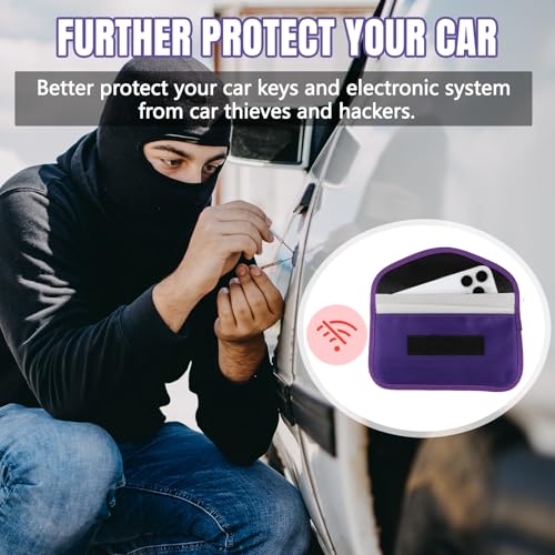 2PCS Faraday Bag for Phones and Car Keys, Keyless Entry RFID Signal Blocking Bag Key Fob Protector, Anti-Theft Faraday Pouch for Cell Phone Privacy Protection, Signal Shielding (Purple) - color: Purple