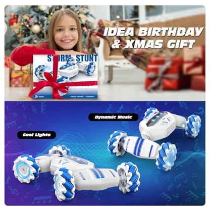 Loiley Remote Control Car, Gesture Sensing RC Car Boys Toys for 6-8 Years Old, Best Birthday Gifts for Kids, 4WD, 2.4Ghz, 360° Rotating, 2 Control Modes Control Transformer Toys Twist Cars