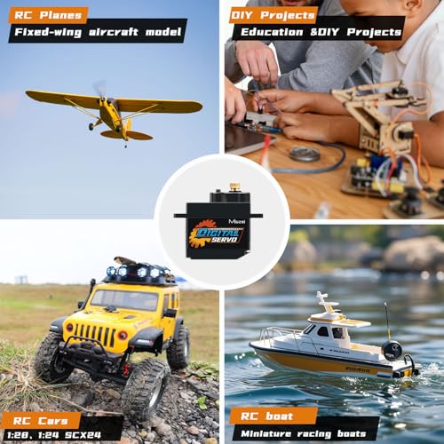 12g Micro Servo Rc Steering Metal Gear Digital for Axial Scx24, 1Pcs | Mini Small Servo Motor, Upgrade Parts With Horn Arm, for 1/24 Rc Crawler Plane Airplane Robot. Powerful, Smooth, Quiet, Fast
