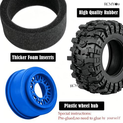 Rc Wheels and Tires Set for 1/10 Slash 2WD 4×4 4WD,Senton,Axia1,Redca t,Rc4w d,Detachable Replacement Running on Off-Road Tire,on-Road Tire w/12mm/14mm/17mm Hex,Soft Tires Plastic Rim,Navy Blue - color: Navy Blue (1/10)