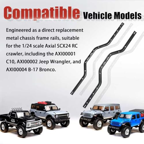 SCX24 Chassis Frame Rails for Axial SCX24 Gladiator C10 Wrangler Jeep Lexus GX470 Toyota AXI00005 1/24 RC Crawler Upgrades (Metal), Improve Stability & Performance, Easy Install