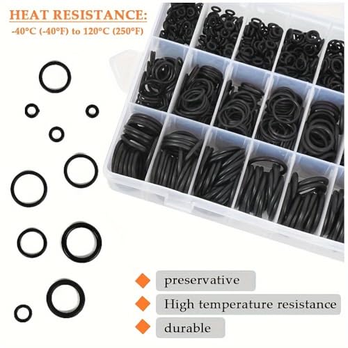 1200Pcs of 24 Varieties of O-Ring O Rings Assortment Seal Kit in Nitrile Rubber Material for Automotive,Plumbing,Solenoid Valves,Mechanical Bearings,Air & Water Fitting Seal Leak Repair - style: 24 Size/1200 Pcs