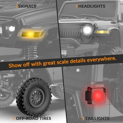 1/24 RC Crawler, 4WD Remote Control Truck for Beginners & Adults | Off-Road Monster Truck, Rock Climbing, LED Light, Waterproof, Hobby Grade, 2 Batteries, Black - color: Black