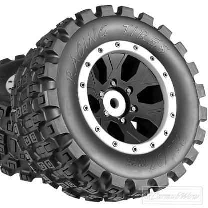 MX43 RC Wheels and Tires Truck Tires for 1/5 KRATON 8S EXB AVC 4X4 RTR,1/5 Outcast 8S EXB AVC 4X4 RTR,1/5 X-MAXX 8S,Pro-line Racing Badlands Tires w/Wheel Hex,4PCS,White - color: White(4pcs)