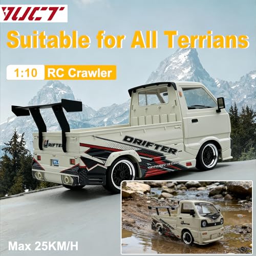 YUCT WPL D14s 1:10 4WD RC Truck - 15MPH Brushless 2435 Motor 2.4GHz Off Road Climbing Crawler Drift Car with Mudguard Body Kit