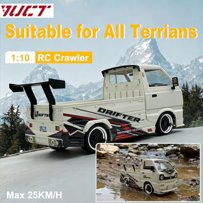 YUCT WPL D14s 1:10 4WD RC Truck - 15MPH Brushless 2435 Motor 2.4GHz Off Road Climbing Crawler Drift Car with Mudguard Body Kit
