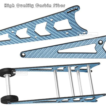RC Wheelie Bar w/Mount Upgrades Part for 1/10 Slash Rustler Bandit 2WD(VXL),Carbon Fibre Wheelie Bar Kit Tail Wheel Head up Wheel Assembly Hops Up,Navy Blue - color: Navy Blue(1set)
