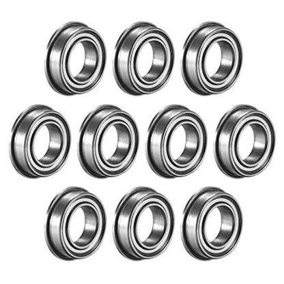 uxcell MF148ZZ Flanged Ball Bearing 8x14x4mm Double Metal Shielded (GCr15) Chrome Steel Flange Rip Bearings 10pcs - size: 8x14x4mm