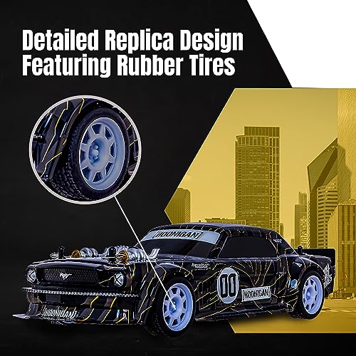 Hoonigan Mustang Remote Control RC Car for Kids – 3.7V, 2.4 GHz, Detailed Replica Design, USB Rechargeable Battery Included, 1:16 Scale, 150 ft Range, 6 Mph - size: 1:16, style: Hoonigan