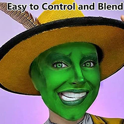 Go Ho Liquid Green Face Body Paint(2.1 oz),Green Based Water Based Face Paint and Body Paint for Airbrush Makeup Special FX, Cosplay, and Halloween Costumes Witch Makeup - color: Green