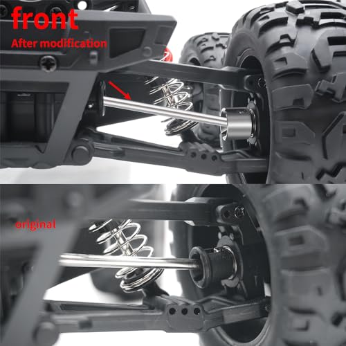MORLORDY 4Pcs RC Front & Rear CVD Driveshaft 1 Set Metal Drive Shafts for 1/16 HBX 16889A, I-mex Katana, I-mex Shogun, Red-cat Volcano16 Upgrade Parts