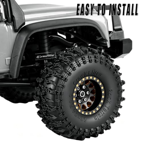 RC 1.0" Beadlock Wheels and Tires for RC Crawler 1/18 TRX4M,1/24 SCX24,Brass 1.0 Beadlock Wheels RC Rims w/ 1.0 Beadlocks Tires Soft Sticky Rubber Tires,4pcs,Style B - style: Style B(4pcs)