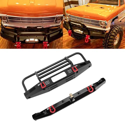 Metal Front Rear Bumper with Adjustable Pull Ring LED Work Lights and Tow Hook for Axial SCX10 SCX10II 90046 1/10 RC Crawler Car