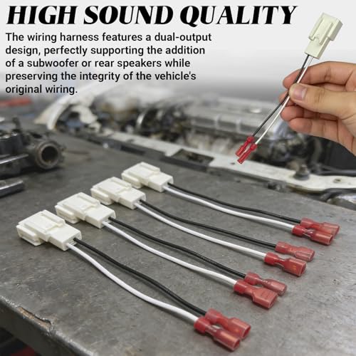 Car Door Speaker Harness Adapter, Audio Bass Speaker Wiring Harness, Stereo Plug Adapter, Subwoofer Wire Modification Cable Conversion Accessories, Compatible with Mitsubishi Subaru (4PCS)