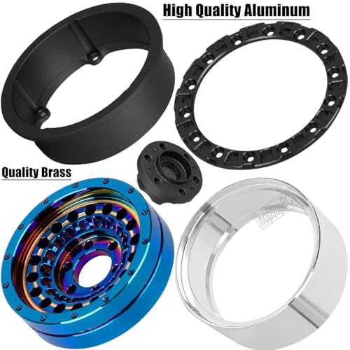 1.9 Beadlock Tire for 1/10 RC Crawler SCX10 90046 AX103007 TRX4 TRX6 Gen7 8 D90 VS4-10 MST CFX, Aluminum Deep Wheel w/Rubber Tires&Super Heavy Brass,1.9" Wheels and Tires,Colour - color: Colour（4pcs）