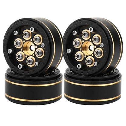 1.0 Plus Brass Beadlock Wheel Rims 4PCS Wheels for All 1/24 Scale FCX24 Axial SCX24 Deadbolt C10 Gladiator 1/18 TRX4M RC Crawler Car Upgrades Parts (6 Round Shape) - style: 6 round shape