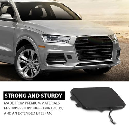 LQI Front Bumper Tow Hook Eye Cover Cap Fit Audi Q3 (Quattro) 2015-2018 | Black 8U0807241AGRU - size: Front | Fit Audi Q3 & Q3 Quattro 2015-2018