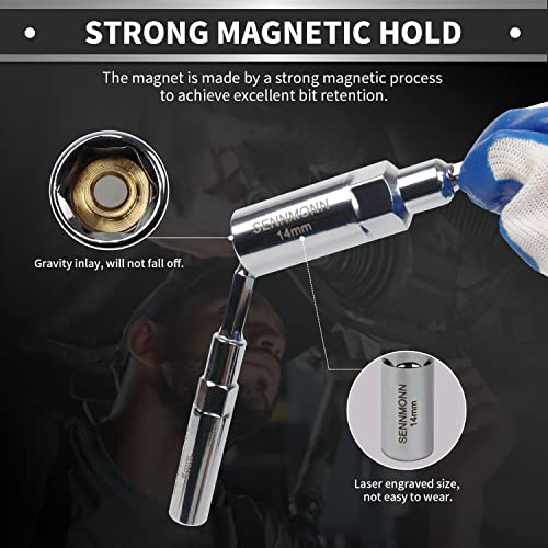 Extra Deep Magnetic Nut Driver Set, 8 PCS Adjustable Deep Nut Driver Set for Impact Drill, Metric, Quick-Change 1/4" Hex Shank,Cr-V Steel