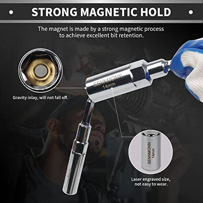 Extra Deep Magnetic Nut Driver Set, 8 PCS Adjustable Deep Nut Driver Set for Impact Drill, Metric, Quick-Change 1/4" Hex Shank,Cr-V Steel