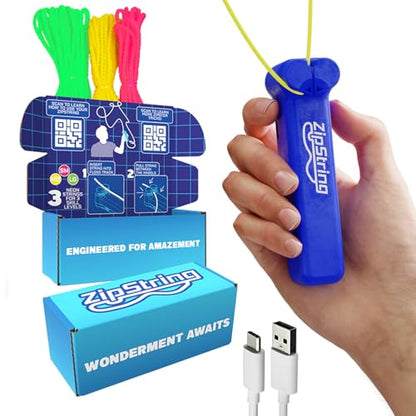 ZipString Original Rope Launcher Toy, Bold Blue | As Seen on Shark Tank, For Kids & Adults, Fly String Loop in Air, Endless Tricks & Fun - color: Bold Blue