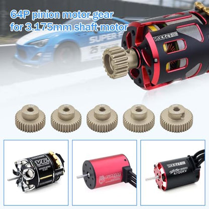 Surpass Hobby 64DP Pinion Gear 36T 37T 38T 39T 40T 3.175mm Motor Gears for 1/10 RC Car Brushed Brushless Motor Parts - size: 36T 37T 38T 39T 40T
