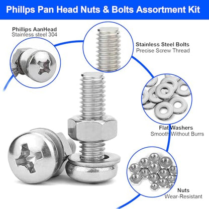 1110PCS Nuts and Bolts Assortment Kits, Stainless Steel Hardware Assortment Kit with Assorted Screws, Nuts, Bolts and Washers（#4-40#6-32#8-32#10-24） Storage Case