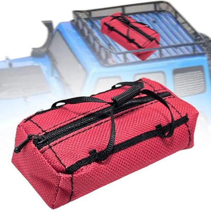 DYNWAVE RC Luggage Carrying Bag Miniature Sports Travel Bag Sturdy Spare Part Lightweught Realistic for 1:10 RC Crawler Car Ornament, Red